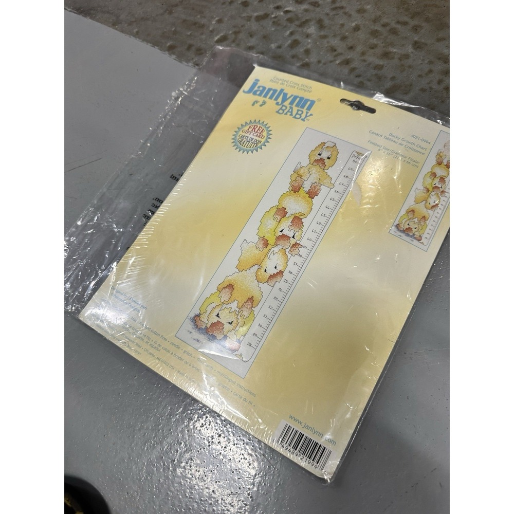 Counted Cross Stitch New in Package Janlynn‎ Baby "DUCKY GROWTH CHART" 8" X 26"